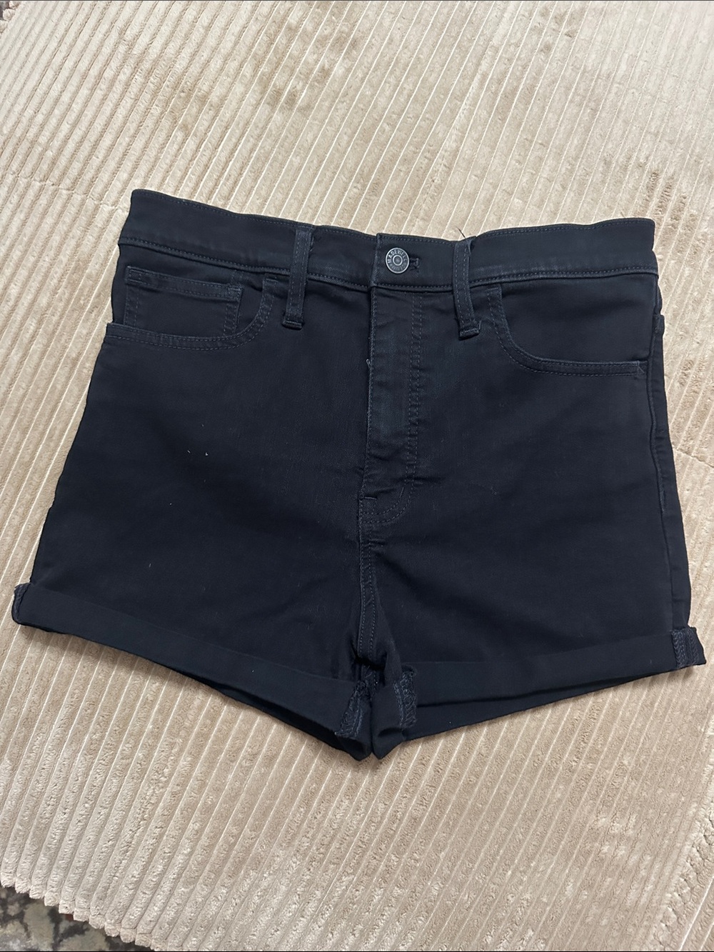 Madewell Black High-Rise Cuffed Jean Shorts size 27